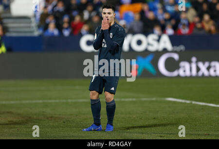 Brahim Diaz (Real Madrid) réagit au cours de la Copa del Rey ronde de 8 deuxième match de jambe entre CD Leganes et Real Madrid CF au stade de Butarque à Leganes, Espagne. (Score final 1 CD Leganes - Real Madrid 0) Banque D'Images