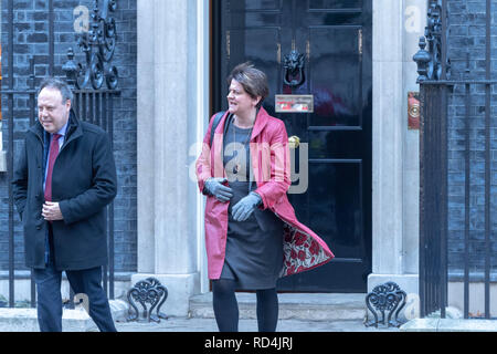 17thJanuary Londres 2019 , Arlene Foster et Nigel Dodds du RPD laisser 10 Downing Street, à la suite d'une réunion avec Theresa peut MP PC, Premier ministre sur Brexit Crédit Londres Ian Davidson/Alamy Live News Banque D'Images