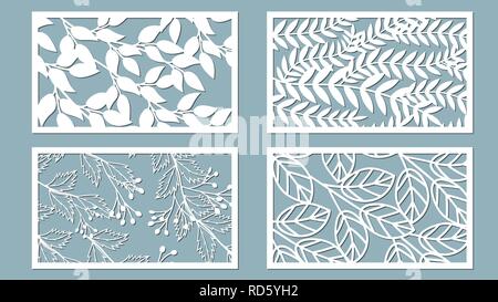 Modèle de la coupe. Les feuilles de palmier. Coupée au laser. Vector illustration. Sticker set. Modèle pour la découpe au laser, sérigraphie, traceur et écran Illustration de Vecteur