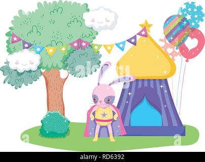 Mignon lapin de cirque avec la couche et kiosque Illustration de Vecteur