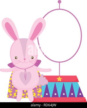Mignon lapin de cirque à l'anneau de feu Illustration de Vecteur