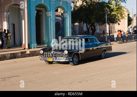 Vintage car, Remedios, Santa Clara, Cuba, l'Amérique centrale Banque D'Images