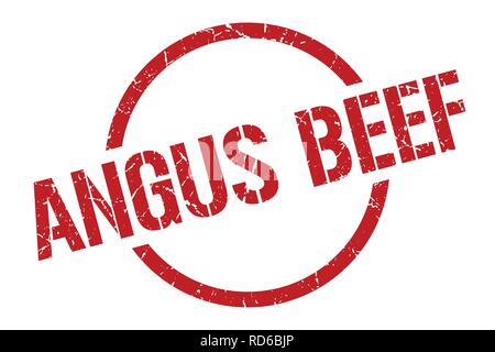 Timbre rond rouge boeuf angus Illustration de Vecteur