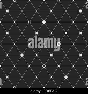 Vector pattern. transparente Arrière-plan géométrique avec des triangles. Points liés à des lignes. Cercles sur les coins des triangles. La texture élégante moderne. Illustration de Vecteur