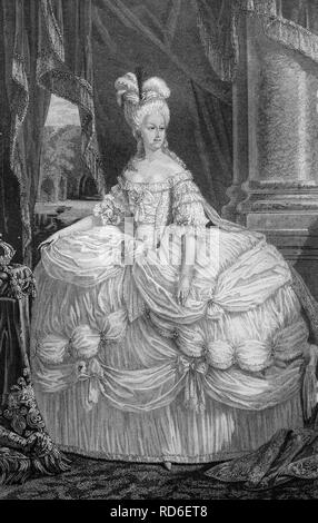 Marie-antoinette reine de France, illustration historique vers 1893 Banque D'Images