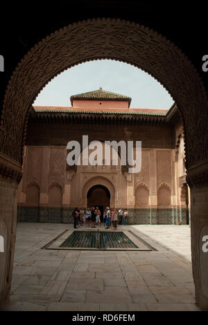 Gen vue de l'école islamique Medersa Ben Youssef, Marrakech, Maroc Banque D'Images