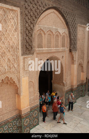 Gen vue de l'école islamique Medersa Ben Youssef, Marrakech, Maroc Banque D'Images