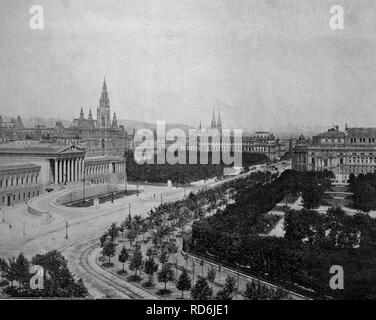 Au début de l'Franzring autotype boulard, maintenant Ringstrasse, Vienne, Autriche, photo historique, 1884 Banque D'Images