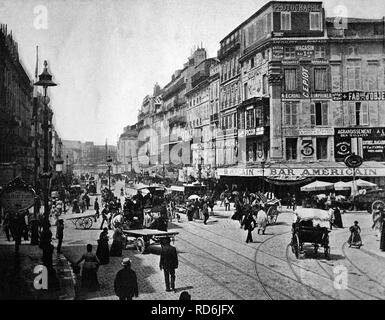 Début de la Cannebiere autotype, Marseille, Bouches-du-Rhône, France, photo historique, 1884 Banque D'Images