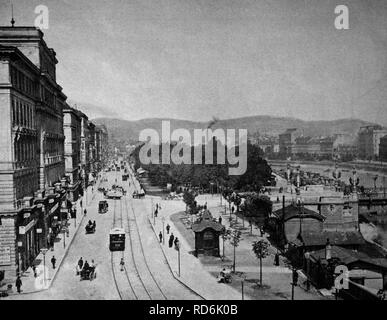 L'un des premiers tirages d'Autotype, jusque Franz-Josefs-Kai, photographie, quai historique 1884, Vienne, Autriche, Europe Banque D'Images