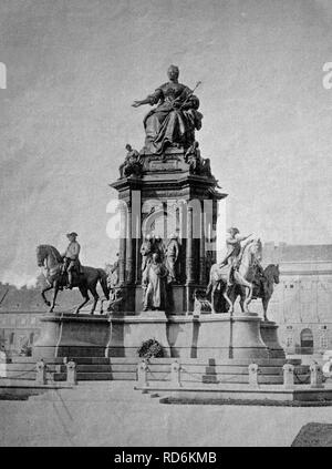 Début d'Autotype Maria Theresa monument à Vienne, Autriche, tableau historique, 1884 Banque D'Images