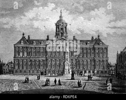 Palais Royal d'Amsterdam, Pays-Bas, illustration historique, vers 1886 Banque D'Images