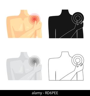 L'os de l'épaule, l'inflammation musculaire,,médecine,corps,chroniques,tendon,ligament,hôpital,rendu,,help,la douleur,la souffrance,la maladie,dommage,dommage,la,set,icône,,illustration,collection,isolé,design,graphisme,élément,signe, vecteurs vecteur , Illustration de Vecteur