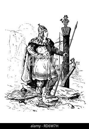 Viking nordique, gravure sur bois de 1880 Banque D'Images