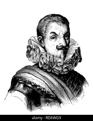 Johann t'Serclaes de Tilly, 1559 - 1632, commandant de la guerre de Trente Ans, gravure sur bois de 1880 Banque D'Images