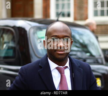 Sam Gyimah Ministre d'État pour les universités, les sciences, la recherche et l'innovation à Westminster le 15 janvier 2019. Homme politique conservateur Député de Surrey est 2010. Parlementaire a été secrétaire privé du premier ministre David Cameron. La politique britannique. Banque D'Images