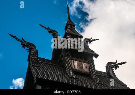 Fantoft Stave Church (Stakirke) à Fana, Bergen - Norvège. Banque D'Images