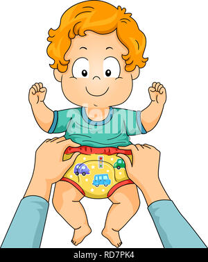 Illustration de mettre les mains sur la formation de pot pantalon sur un enfant tout-petit garçon Banque D'Images