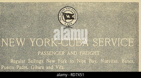 . L'examen de Cuba. . ^j- - ' ^ UN C. Veuillez noter que ces images sont extraites de la page numérisée des images qui peuvent avoir été retouchées numériquement pour plus de lisibilité - coloration et l'aspect de ces illustrations ne peut pas parfaitement ressembler à l'œuvre originale.. Munson Steamship Line. New York : Munson Steamship Line Banque D'Images