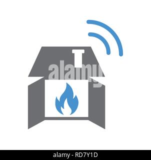 Système d'alarme incendie intelligente icône sur fond blanc pour la conception graphique et web, simple signe vecteur moderne. Concept de l'Internet. Symbole à la mode pour la conception de site web site web application mobile ou bouton. Illustration de Vecteur