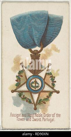 L'ancien et plus noble Ordre de la tour et l'épée, le Portugal, des décorations du monde series (N30) pour Allen & Ginter Cigarettes Banque D'Images