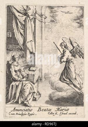 Annonciation, avec l'approche de l'Ange assis Mary à partir de la gauche, et la colombe de l'Esprit Saint au-dessus Banque D'Images