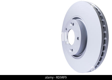 Disque de frein isolé sur fond blanc. Des pièces automobiles. Rotor de disque de frein isolé sur blanc. Disque de freinage. Pièce de voiture. Esthétique auto. Pièces de rechange Banque D'Images