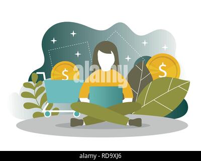 Modèle de page d'atterrissage de magasinage en ligne et les paiements mobiles pour la page web Illustration de Vecteur
