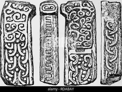 . L'histoire de Victoria du comté de Cumberland. L'histoire naturelle. Une HISTOIRE DE CUMBERLAND avec 'lorgnettes,' maintenant beaucoup cassé, et l'entrelacement avili, granulés, spirales et rude key-modèle.. L 'Norse' canadienne, de l'Abeille. Principales tendances sont plutôt rare dans la baie Cumberland sur ces croisements plus tard. Le fragment de M. Rowley's house à Glassonby, maintenant en TuUie House Museum, a une bande de rechange double tJ-TX, que sur le Maen- y-Chwyfan et en croix à Chester et St Vigean's. Des bandes individuelles de T's se produisent dans le Cheshire, le Pays de Galles et de Cornouailles, et dans une tombe, la dalle, à Clonmacnoise Irlande du Nord du 931 A.D. L'o Banque D'Images