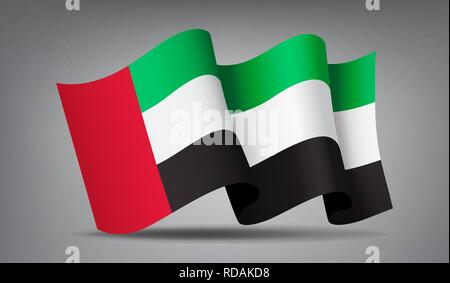 En agitant le drapeau des Émirats arabes unis isolés l'icône 3d Illustration de Vecteur