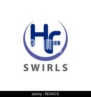 Swirls lettre initiale logo HF concept design. Modèle de graphique vectoriel de l'élément symbole Illustration de Vecteur