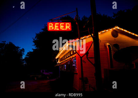 Bière Neon Sign, Albert's glacière Texas USA Banque D'Images