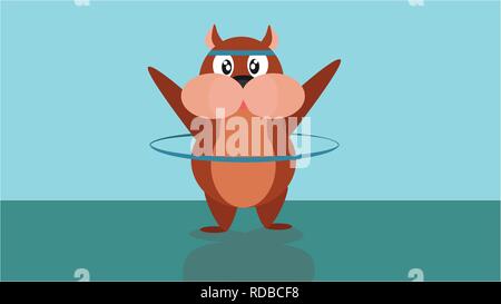Autocollant pour messenger app avec plaisir les animaux. Le hamster transforme le cerceau. Vector illustration isolé sur fond blanc. Illustration de Vecteur