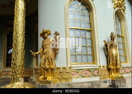 16.09.2014, Potsdam, Brandebourg, Allemagne, Europe - Chiffres dorés à la Chinese House en parc de Sanssouci. Banque D'Images