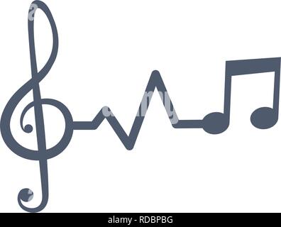 Impulsion de signal de la musique en ligne avec les notes et la clé, vctor illustration isolé sur fond blanc Illustration de Vecteur