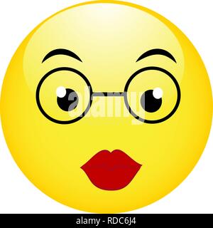 Cute smiling émoticône portant des lunettes, Smiley, emoji - vector illustration Illustration de Vecteur
