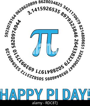 Heureux le jour de Pi célèbrent le jour de Pi. Constante mathématique. Le 14 mars. Rapport d'une circonférence de cercle s à son diamètre. Illustration de Vecteur