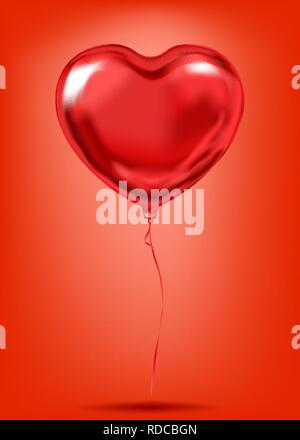 Feuille rouge ballon en forme de coeur, symbole de l'amour désir. L'image pour l'anniversaire, la partie et tout autres activités de vacances. 44 boulevard d'un rouge brillant vecteur isolé Illustration de Vecteur