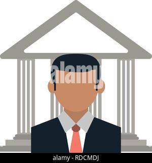 Businessman with bank building Illustration de Vecteur