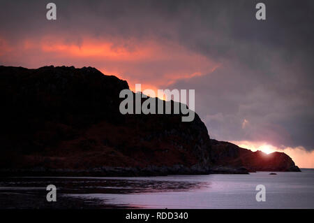 Coucher de soleil sur le Loch Kirkaig Inverkirkaig - Banque D'Images