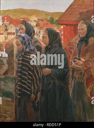 Les femmes de pêcheurs revenant de l'Église. Musée : Nationalmuseum de Stockholm. Auteur : Wilhelmson, Carl. Banque D'Images