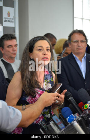 Sao Paulo - SP - 01/17/2019 - Projet lancé "Tem Sa da" - Hôtel de Ville réunit Corinthiens, Palmeiras et S o Paulo dans la lutte contre la violence contre les femmes, un projet a été signé, jeudi après-midi par le maire, Bruno Covas, et président des clubs. Photo : Hrodrick Oliveira / AGIF Banque D'Images