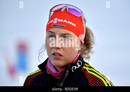 Inzell, Allemagne. 17 Jan, 2019. Laura DAHLMEIER (GER), action, image unique, seule coupe motif, portrait, portrait, portrait. Sprint 7,5km de la femme, mesdames sur 17.01.2019. Coupe du monde de Biathlon IBU 2019 à Ruhpolding, saison 2018/19 | Conditions de crédit dans le monde entier : dpa/Alamy Live News Banque D'Images