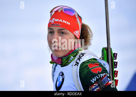 Inzell, Allemagne. 17 Jan, 2019. Laura DAHLMEIER (GER), action, image unique, seule coupe motif, portrait, portrait, portrait. Sprint 7,5km de la femme, mesdames sur 17.01.2019. Coupe du monde de Biathlon IBU 2019 à Ruhpolding, saison 2018/19 | Conditions de crédit dans le monde entier : dpa/Alamy Live News Banque D'Images