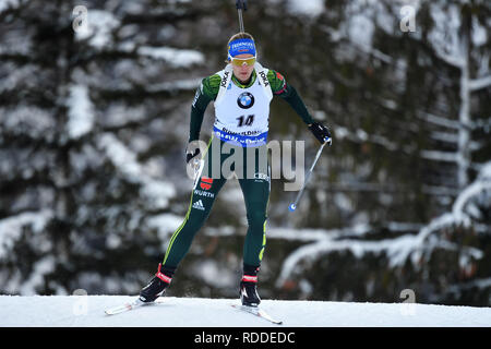 Inzell, Allemagne. 17 Jan, 2019. Vanessa HINZ (GER), Action, simple action, trame, coupés, corps plein, Figure d'ensemble. Sprint 7,5km de la femme, mesdames sur 17.01.2019. Coupe du monde de Biathlon IBU 2019 à Ruhpolding, saison 2018/19 | Conditions de crédit dans le monde entier : dpa/Alamy Live News Banque D'Images