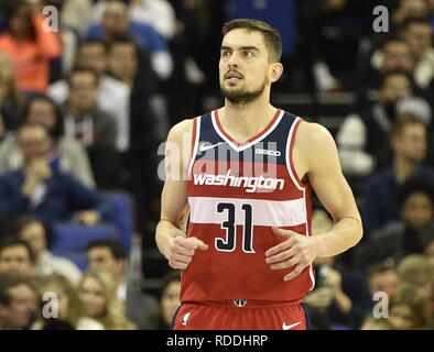 Londres, Royaume-Uni. 17 Jan, 2019. Tomas Satoransky (Washington) est perçu au cours de match NBA entre les Washington Wizards et les New York Knicks le 17 janvier 2019, à Londres, en Grande-Bretagne. Crédit : David Svab/CTK Photo/Alamy Live News Banque D'Images