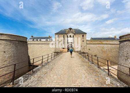 L'entrée de la citadelle de Port-Louis (Bretagne, nord-ouest de la France), le bâtiment situé à l'entrée au port de Lorient. Nous pouvons trouver le Banque D'Images