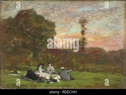 Déjeuner sur l'herbe (Le déjeuner sur l'herbe). Musée : Musée d'Orsay, Paris. Auteur : Boudin, Eugène-Louis. Banque D'Images