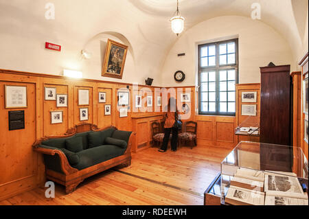 L'italie valle d'Aosta Bard Le Fort - Musée maintenant - Musée d'Alpes - Reconstruction Prix de Whymper du célèbre hôtel Monte Rosa en Zermatt, Banque D'Images