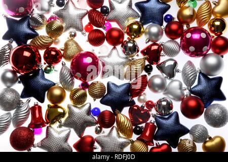 Décorations de Noël, divers Christmas baubles, Banque D'Images